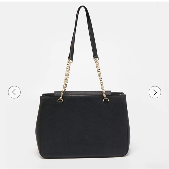 DKNY Black Leather Charm Tote with Gold Accents - Picture 2 of 16